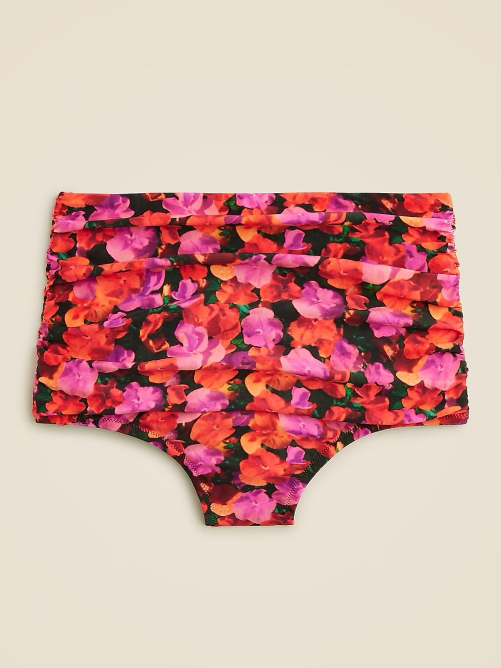 NWT Ruched high-rise bikini bottom in pansy floral | 2X